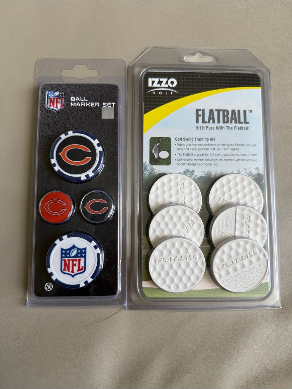 FlatBall Golf Swing Training Aids plus ball markers - White (6 Pack)